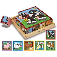 Melissa & Doug Farm Wooden Cube Puzzle With Storage Tray - 6 Puzzles in 1 (16 pcs)   563261987